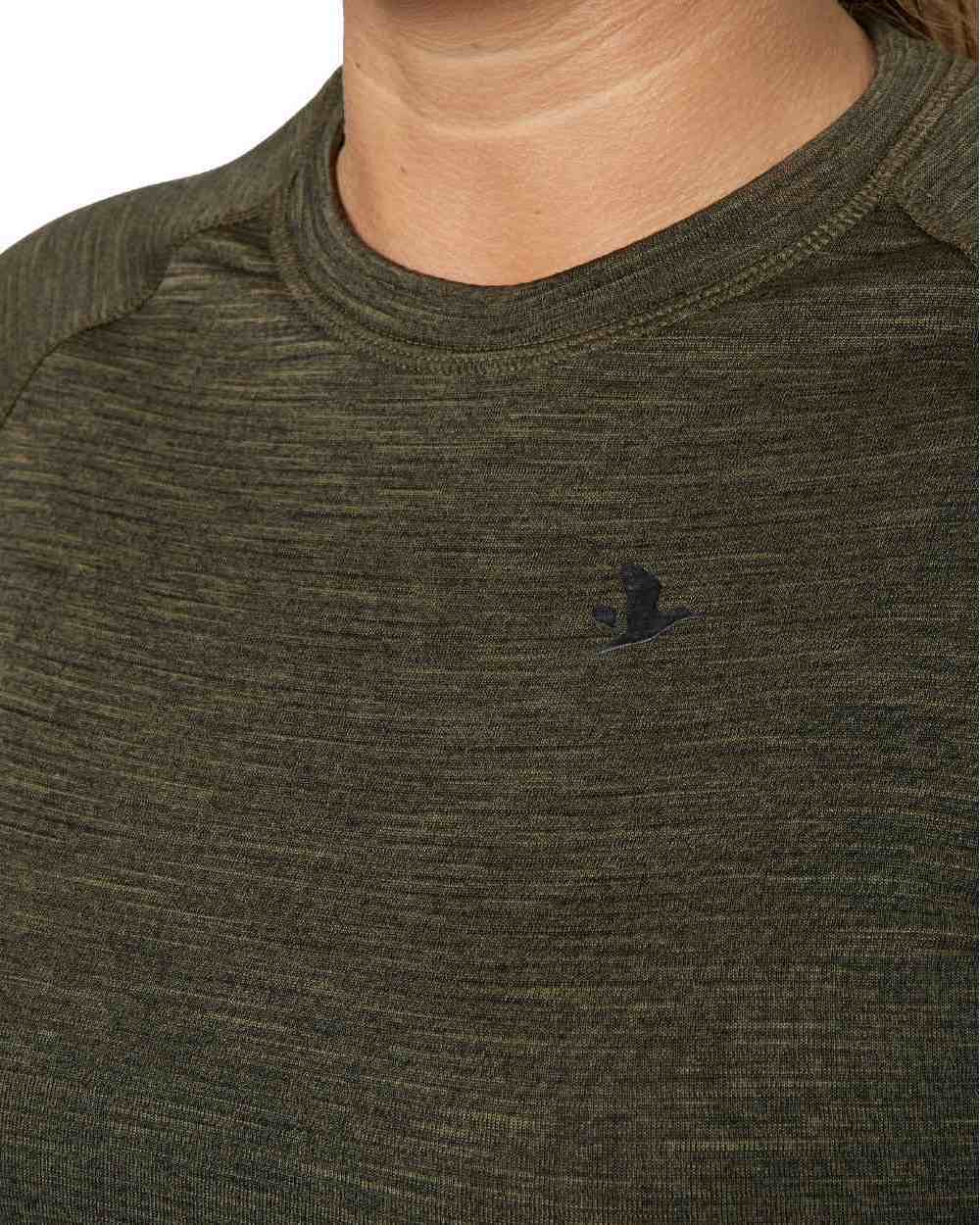 Pine Green Coloured Seeland Womens Active Long Sleeve T-Shirt on white background 