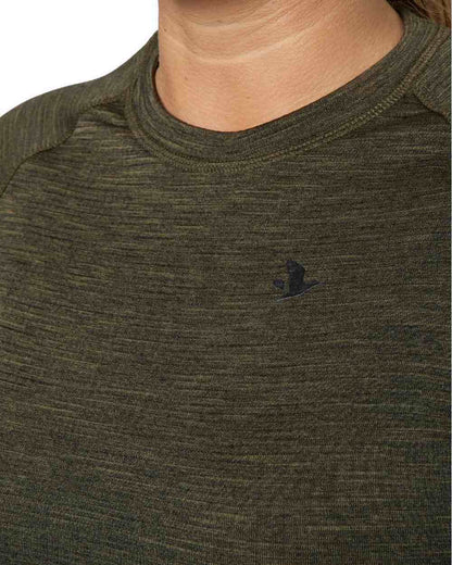 Pine Green Coloured Seeland Womens Active Long Sleeve T-Shirt on white background 