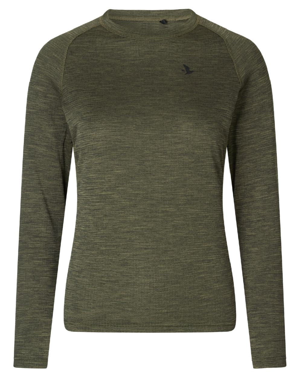 Pine Green Coloured Seeland Womens Active Long Sleeve T-Shirt on white background 