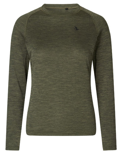 Pine Green Coloured Seeland Womens Active Long Sleeve T-Shirt on white background 
