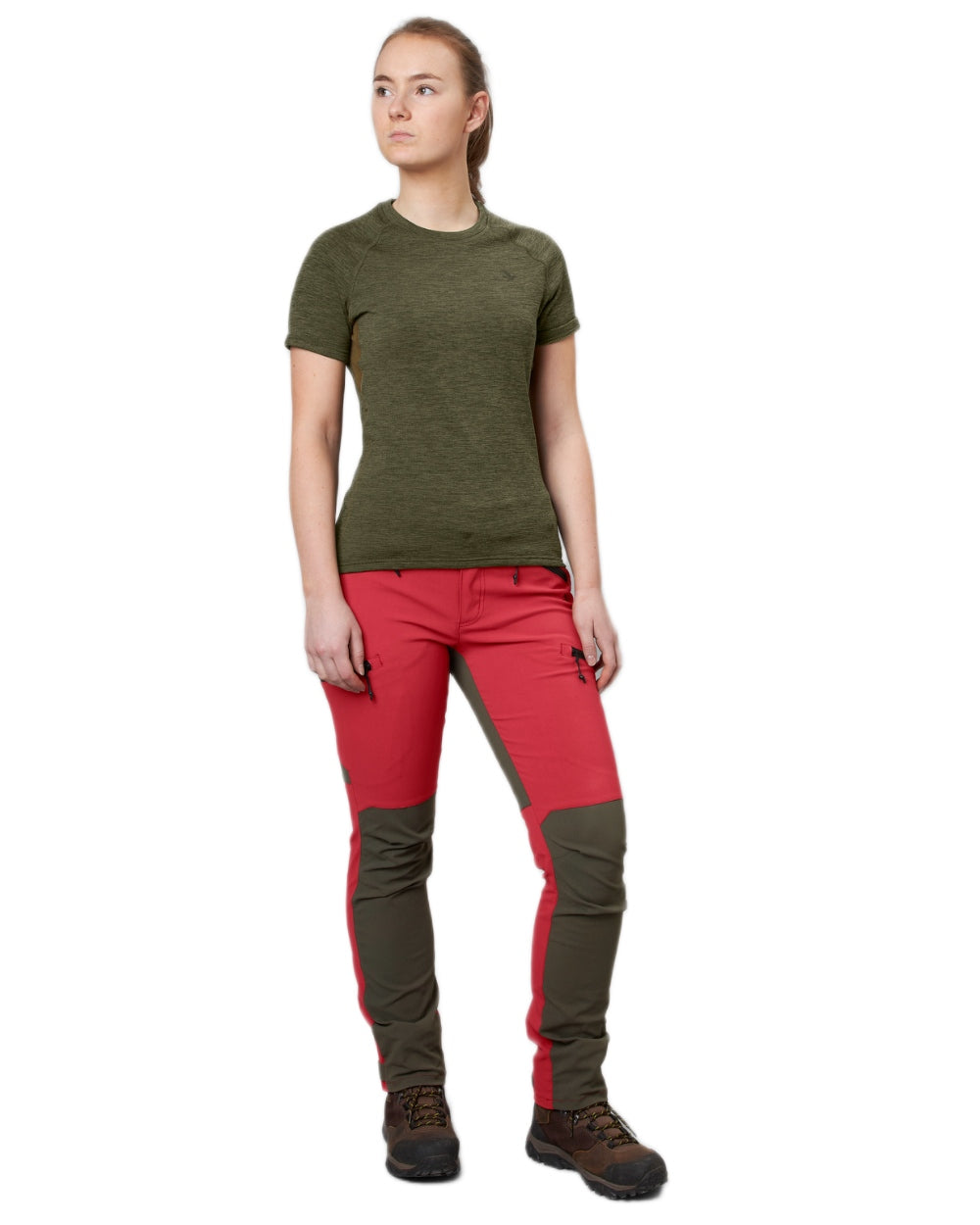 Pine Green Coloured Seeland Womens Active Short Sleeve T-Shirt on White background 