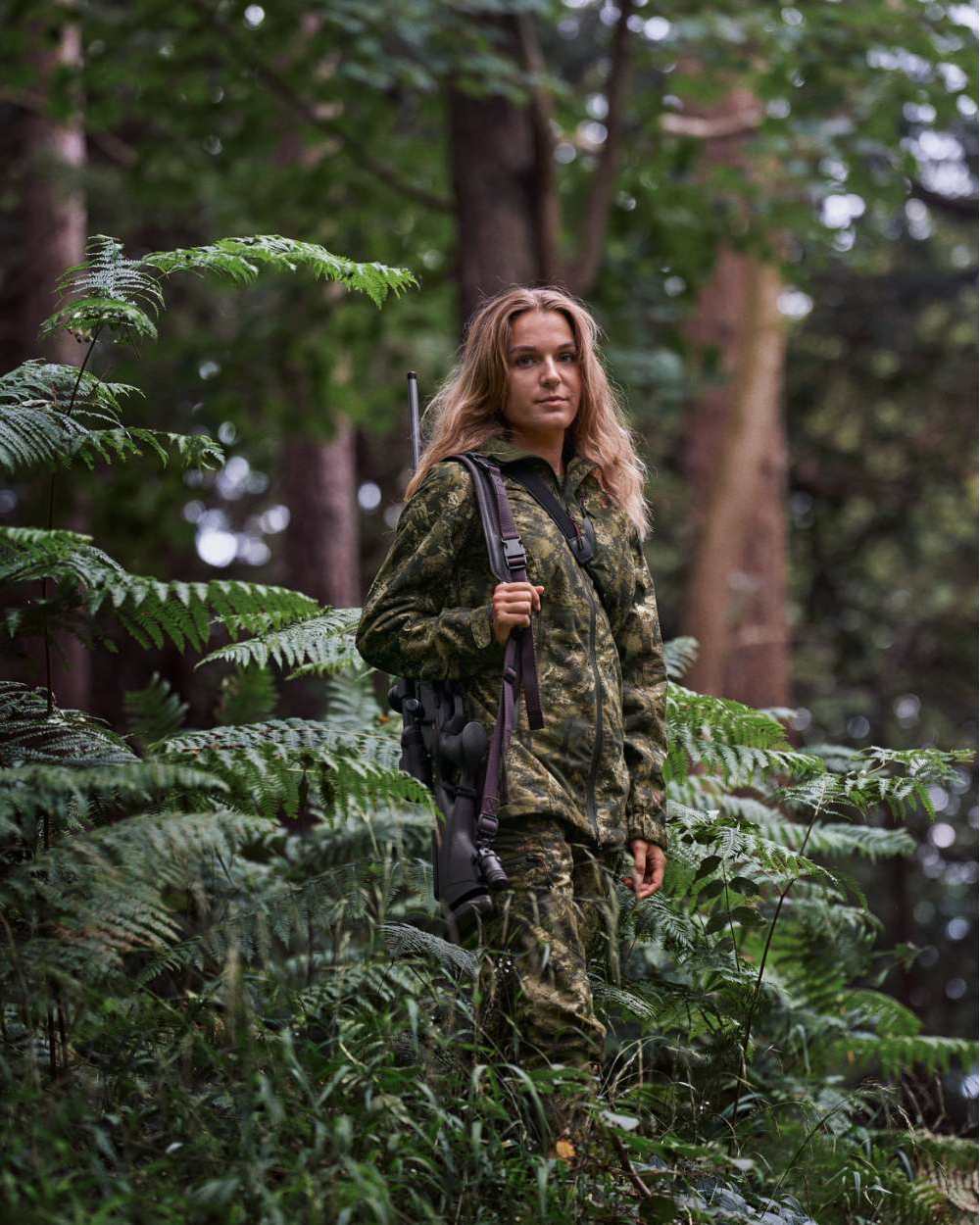InVis MPC Green Coloured Seeland Womens Avail Camo Jacket on forest background 