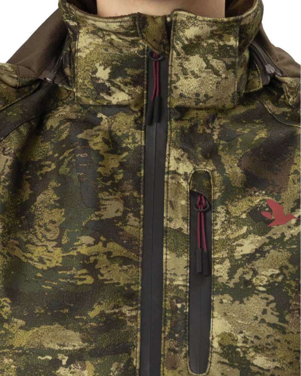 InVis MPC Green Coloured Seeland Womens Avail Camo Jacket on white background 