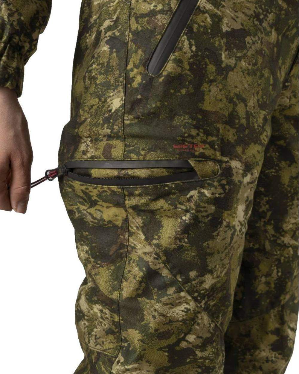 InVis MPC Green Coloured Seeland Womens Avail Camo Trousers on white background 