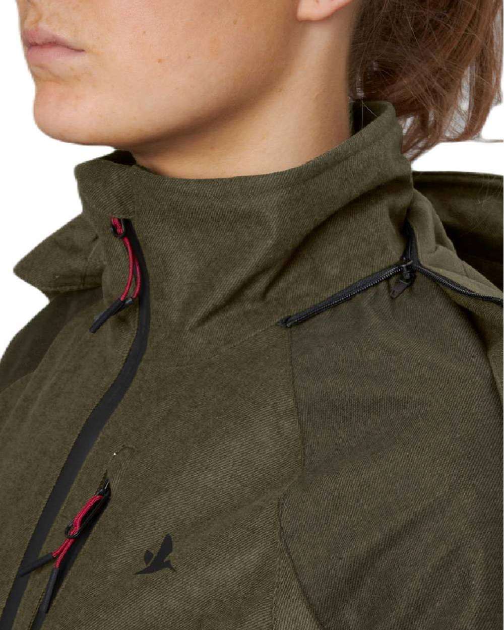 Pine Green Melange Coloured Seeland Womens Avail Jacket on white background 