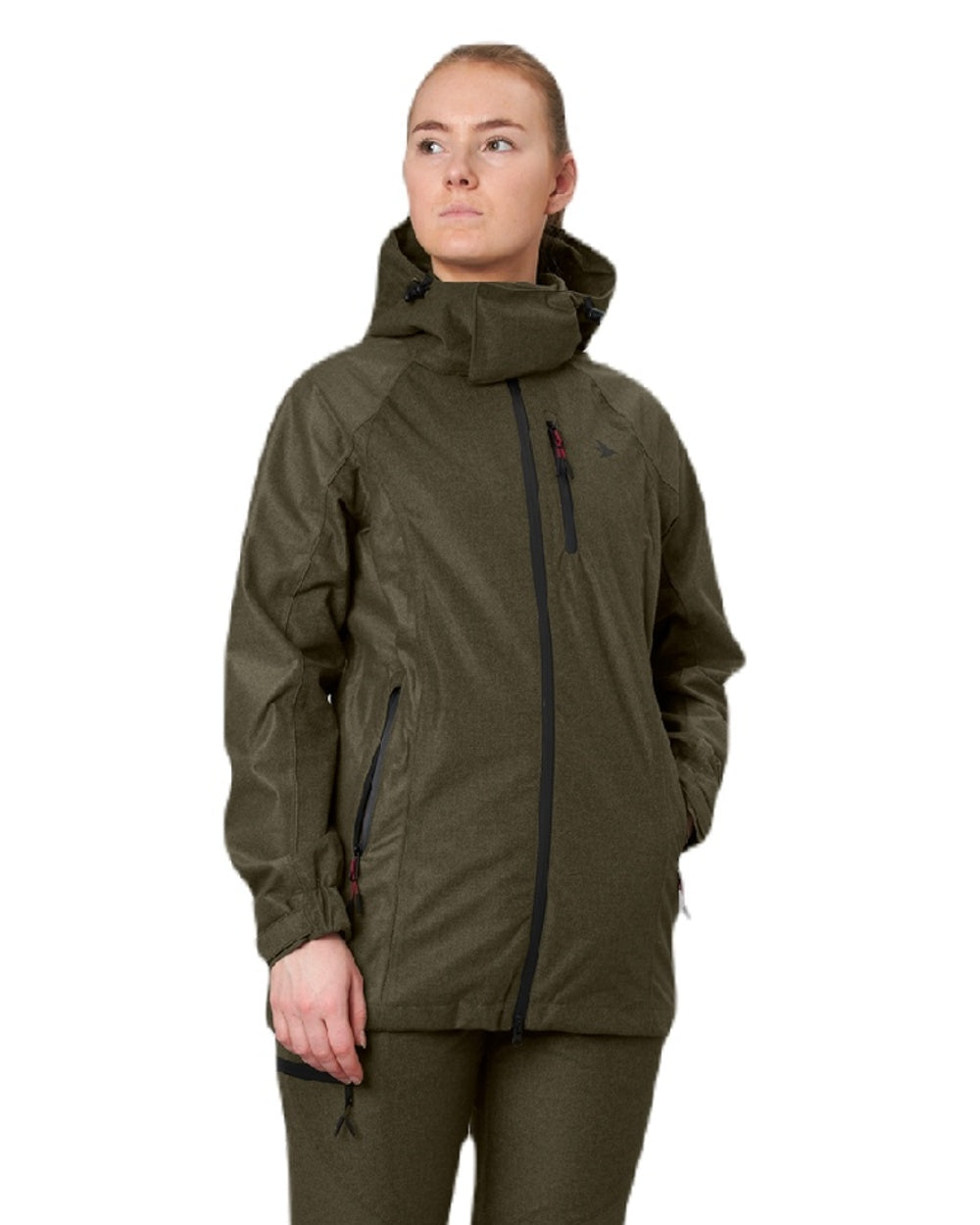 Pine Green Melange Coloured Seeland Womens Avail Jacket on white background 