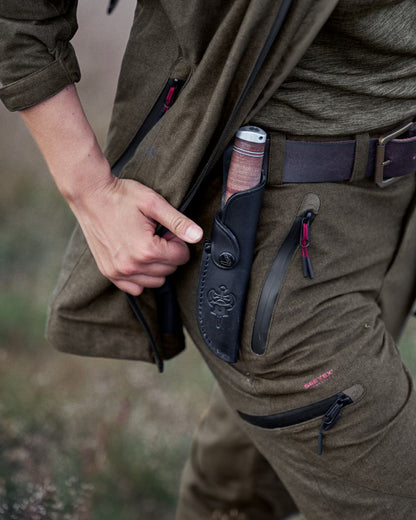 Pine Green Melange Coloured Seeland Womens Avail Trousers on forest background 