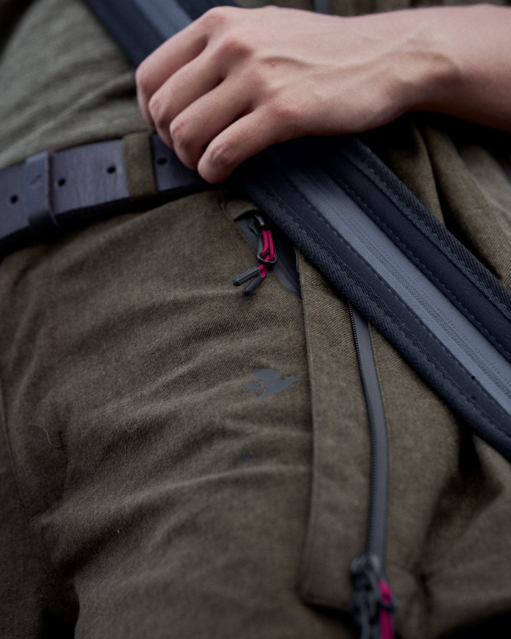 Pine Green Melange Coloured Seeland Womens Avail Trousers on forest background 