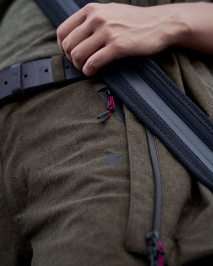 Pine Green Melange Coloured Seeland Womens Avail Trousers on forest background 