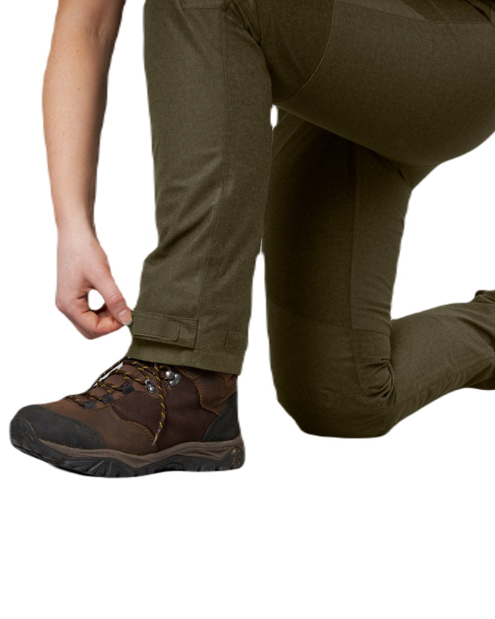 Pine Green Melange Coloured Seeland Womens Avail Trousers on white background 