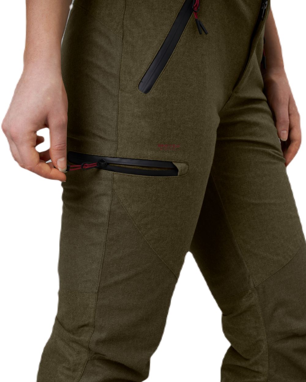 Pine Green Melange Coloured Seeland Womens Avail Trousers on white background 