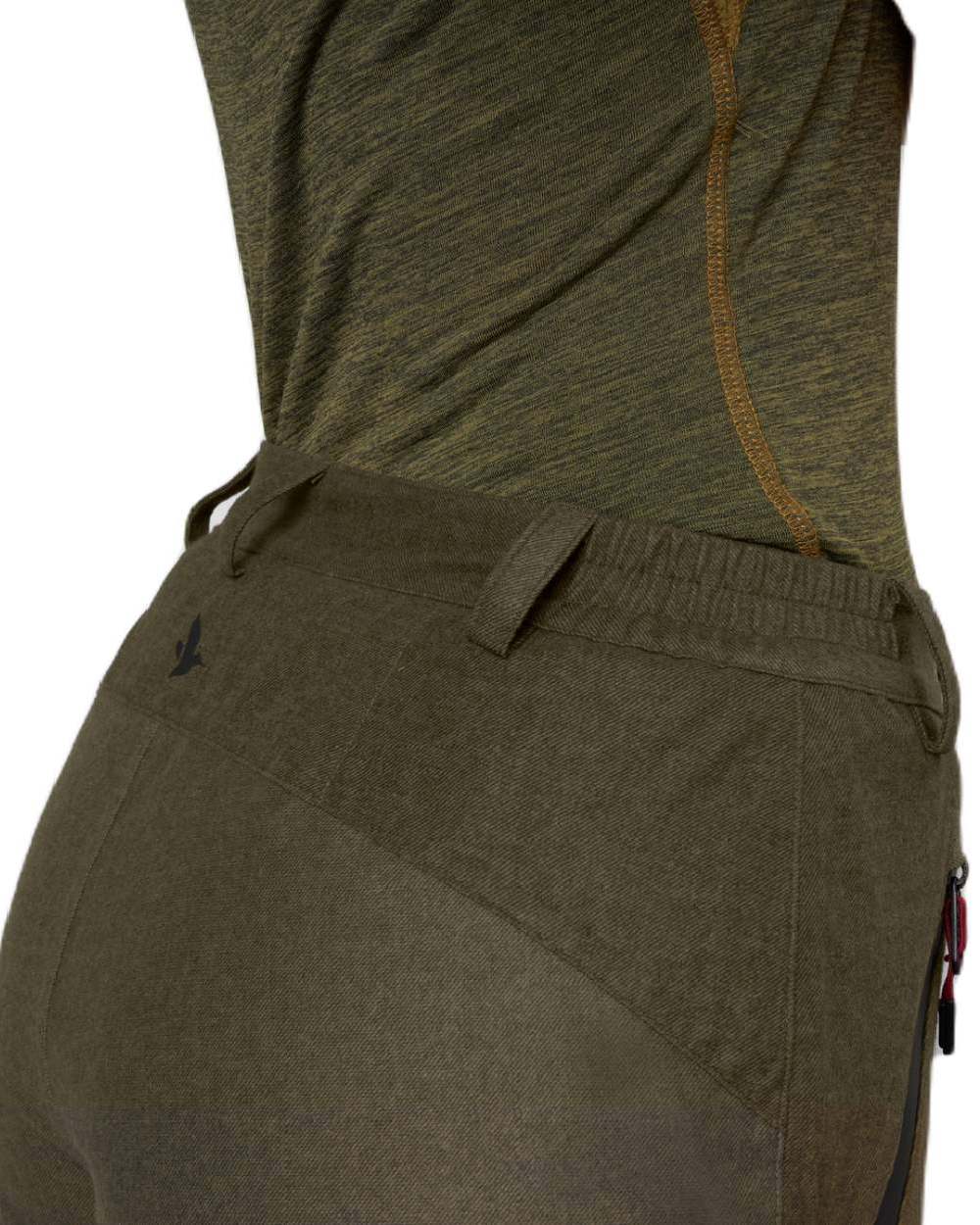 Pine Green Melange Coloured Seeland Womens Avail Trousers on white background 