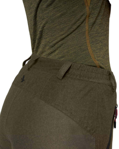 Pine Green Melange Coloured Seeland Womens Avail Trousers on white background 