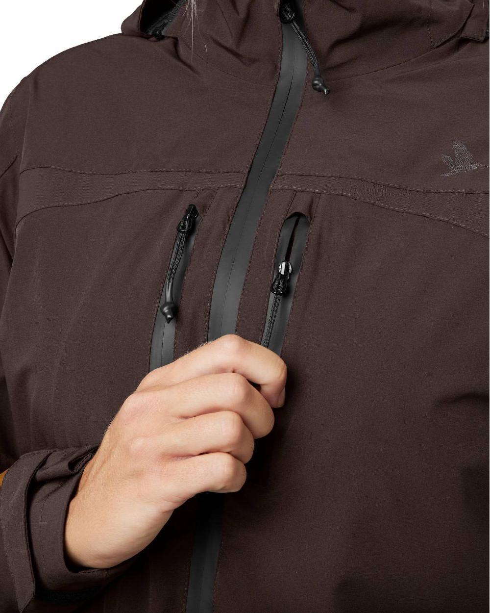 Dark Brown Coloured Seeland Womens Dog Active Jacket on white background 