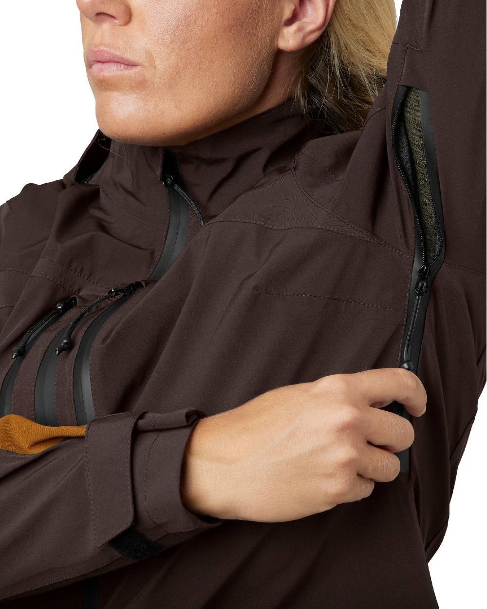 Dark Brown Coloured Seeland Womens Dog Active Jacket on white background 