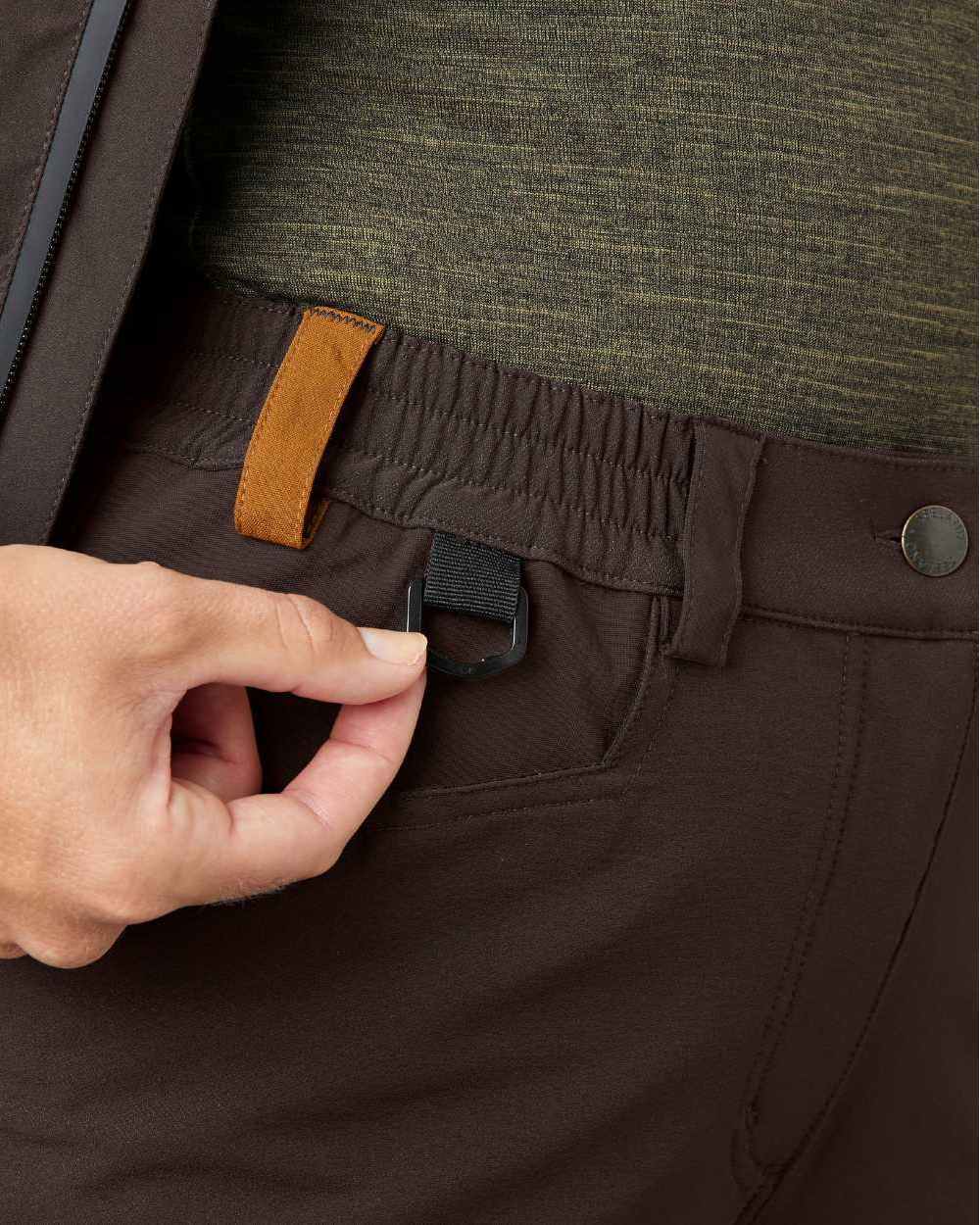 Dark Brown Coloured Seeland Womens Dog Active Trousers on white background 