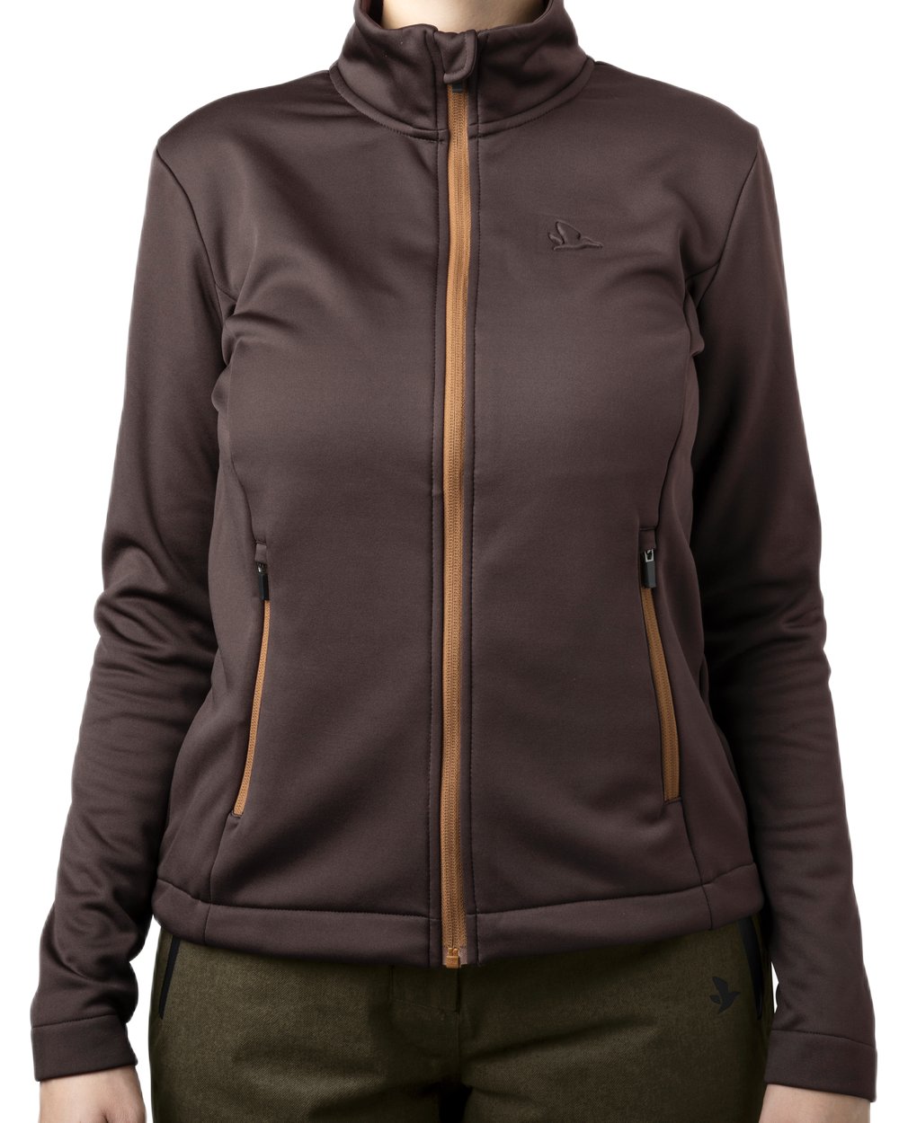 Dark Brown Coloured Seeland Womens Emily Fleece on white background 