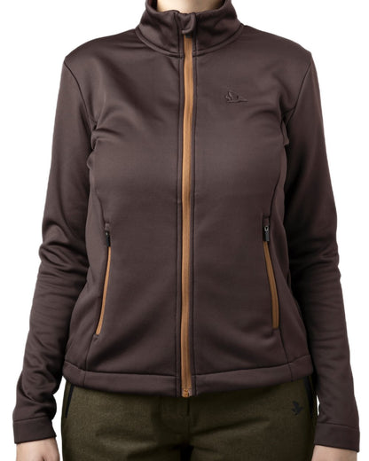Dark Brown Coloured Seeland Womens Emily Fleece on white background 