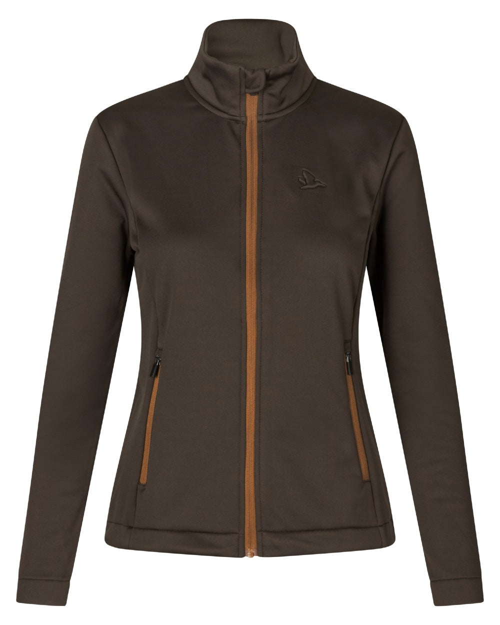 Dark Brown Coloured Seeland Womens Emily Fleece on white background 