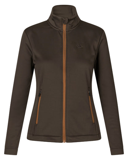 Dark Brown Coloured Seeland Womens Emily Fleece on white background 