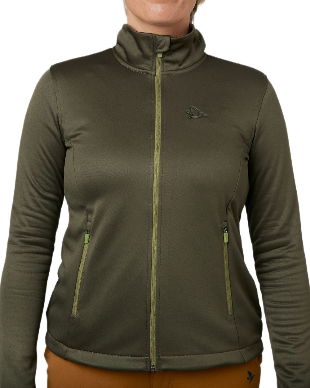 Pine Green Coloured Seeland Womens Emily Fleece on white background 