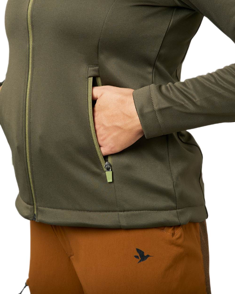 Pine Green Coloured Seeland Womens Emily Fleece on white background 