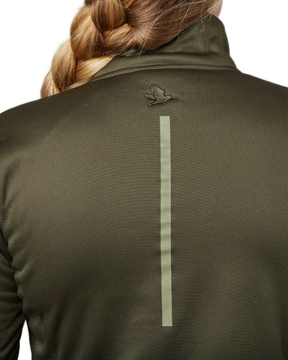 Pine Green Coloured Seeland Womens Emily Fleece on white background 