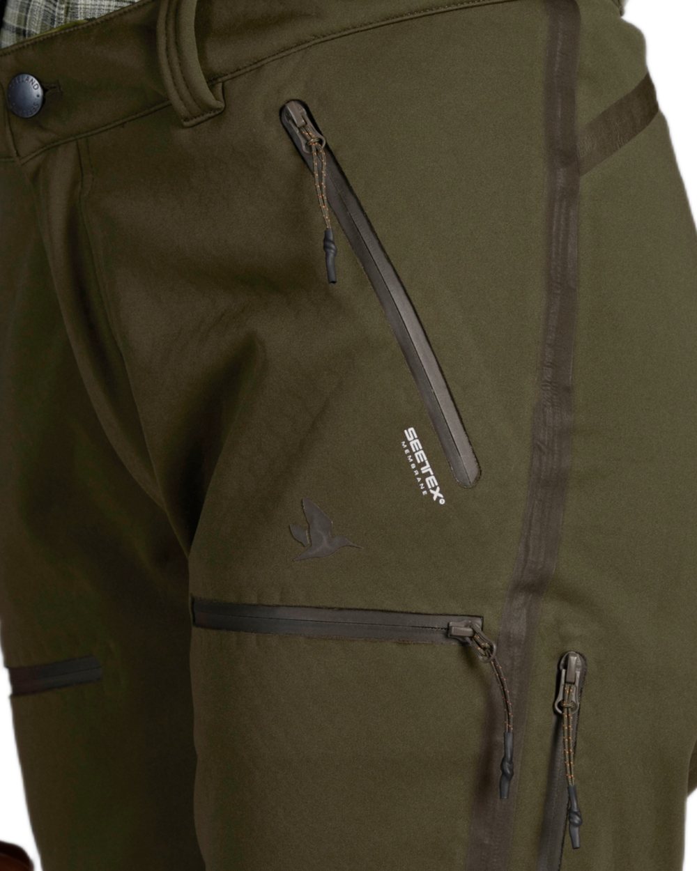 Pine Green Coloured Seeland Womens Hawker Waterproof Advance Trousers on White background 
