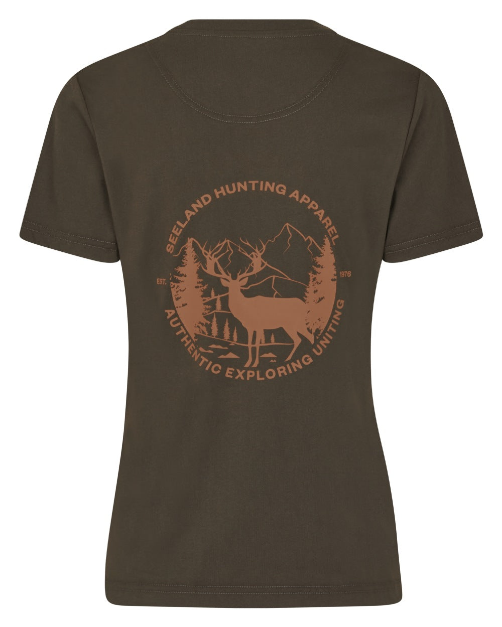 Pine Green Coloured Seeland Womens Hunting Heritage T-Shirt on white background 