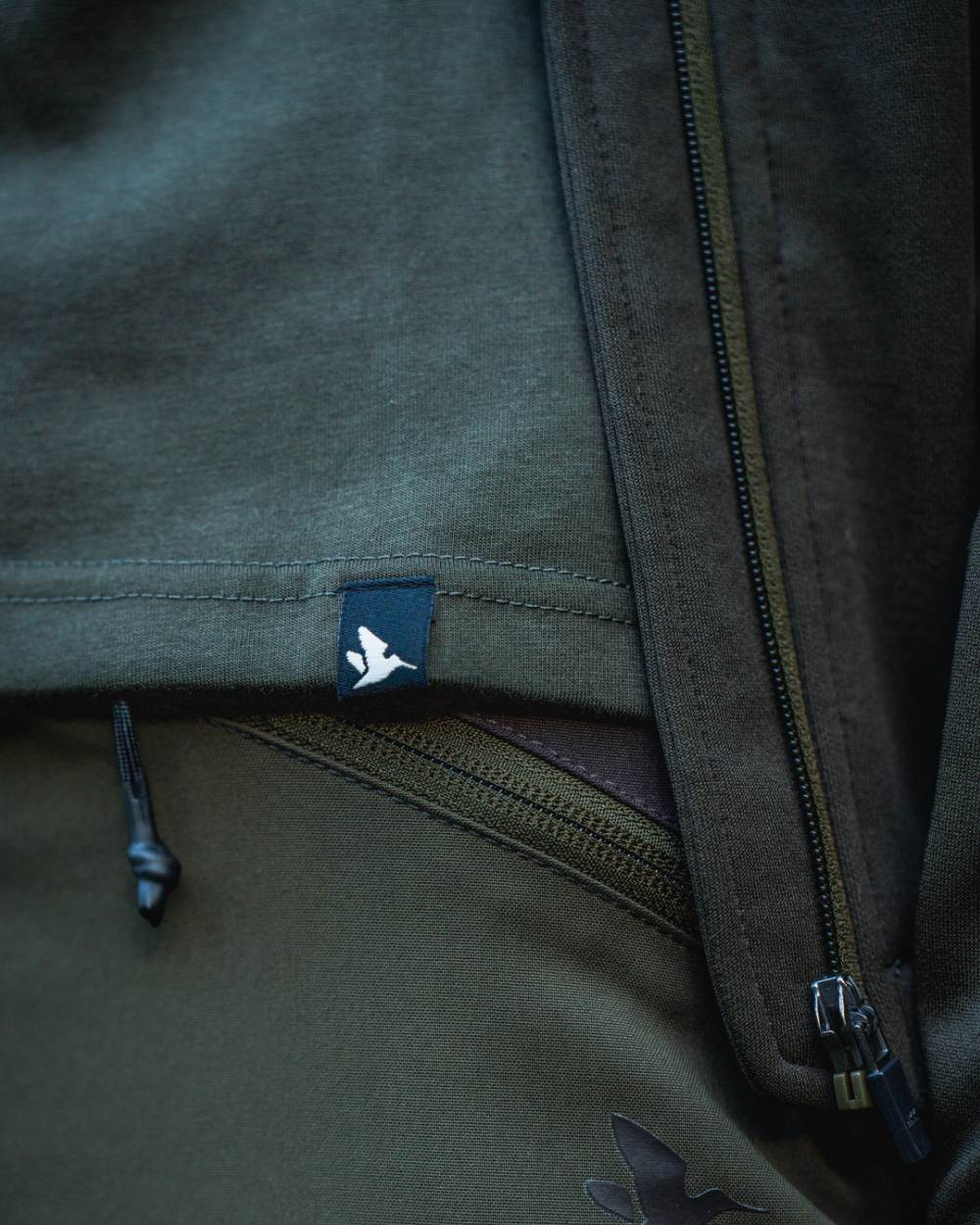 Pine Green Coloured Seeland Womens Hunting Heritage T-Shirt on forest background 