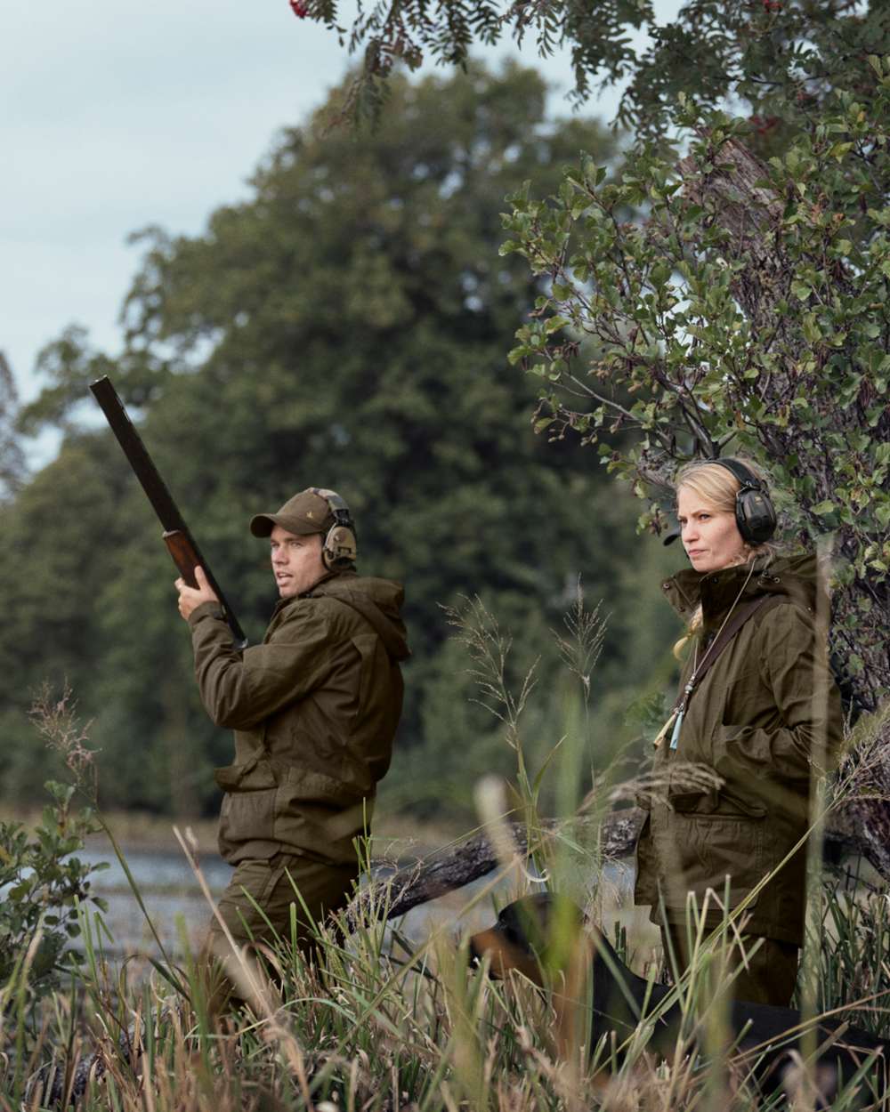 Pine Green Coloured Seeland Womens Key-Point Wax Jacket on outdoor background 