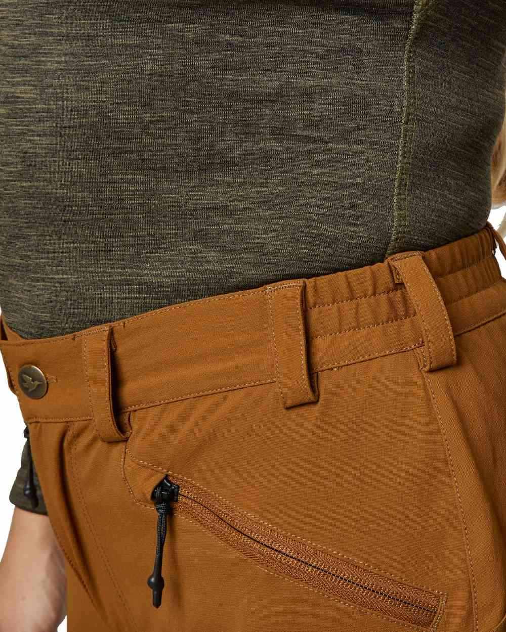 Burnt Clay coloured Seeland Womens Larch Membrane Trousers on White background 