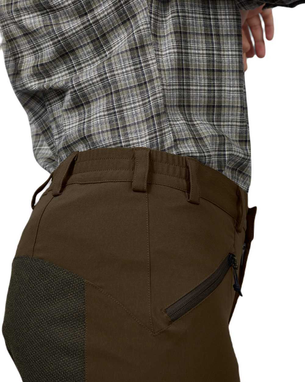 Pine Green coloured Seeland Womens Larch Membrane Trousers on White background 