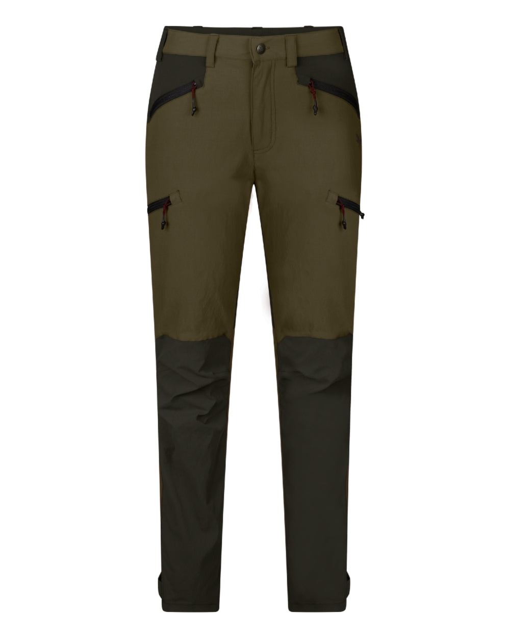 Grizzly Brown Duffel Green coloured Seeland Womens Larch Stretch Trousers on White background 