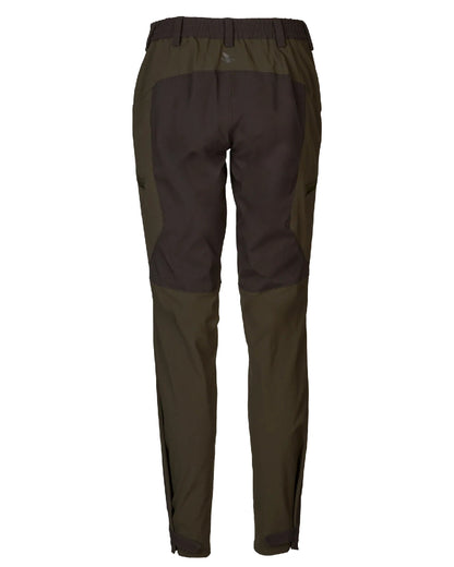 Pine Green Chocolate Torte coloured Seeland Womens Larch Stretch Trousers on White background 