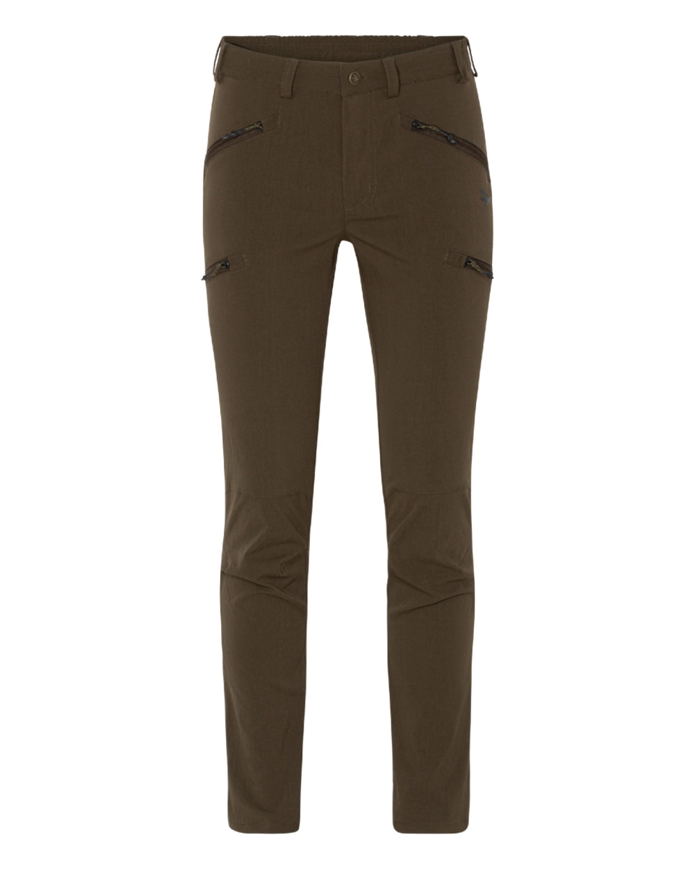 Pine Green coloured Seeland Womens Larch Stretch Trousers on White background 