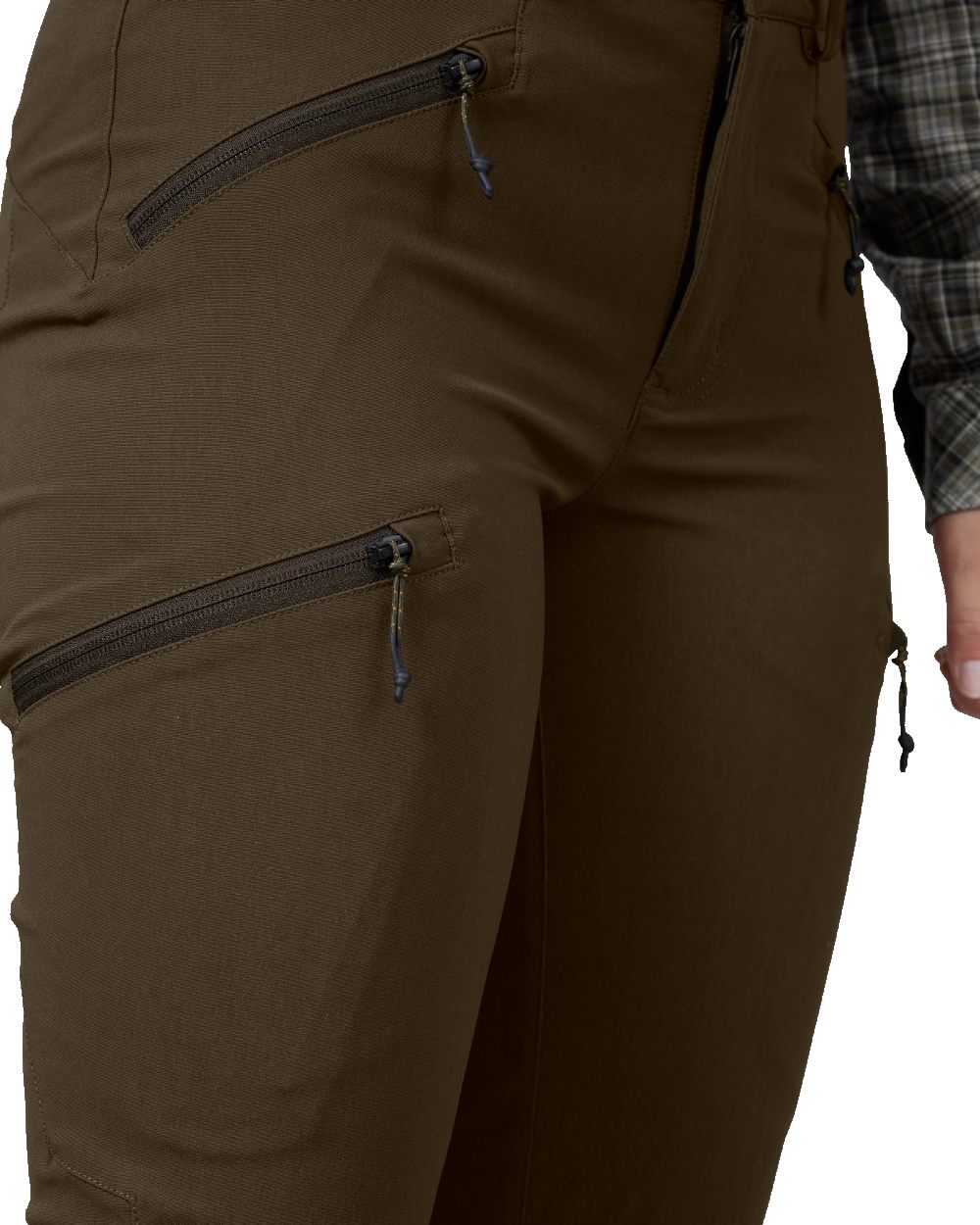 Pine Green coloured Seeland Womens Larch Stretch Trousers on White background 