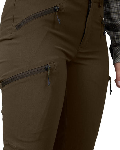 Pine Green coloured Seeland Womens Larch Stretch Trousers on White background 