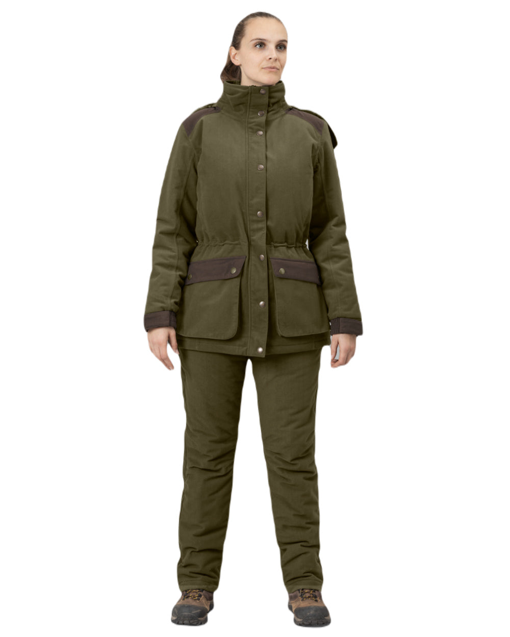 Pine Green Coloured Seeland Womens Max Warm II Jacket on White background 