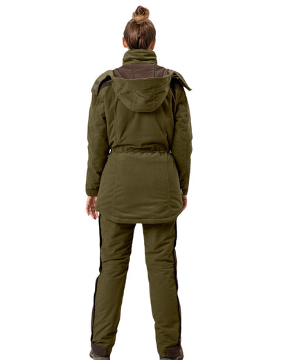 Pine Green Coloured Seeland Womens Max Warm II Jacket on White background 