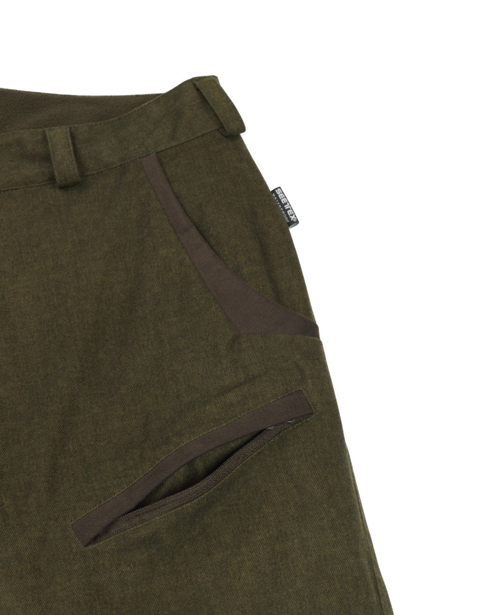 Pine Green Coloured Seeland Womens North Trousers on white background 