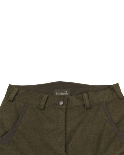 Pine Green Coloured Seeland Womens North Trousers on white background 