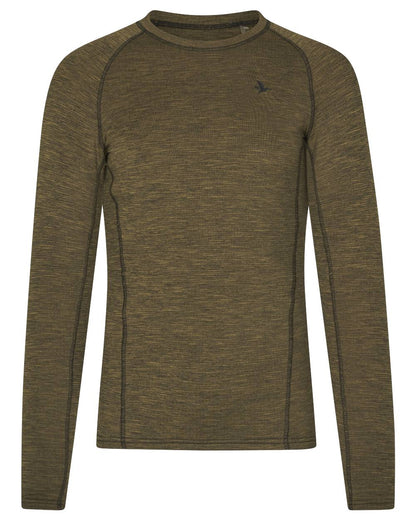 Military Olive Melange coloured Seeland Womens Peak Aia T-Shirt on white background 