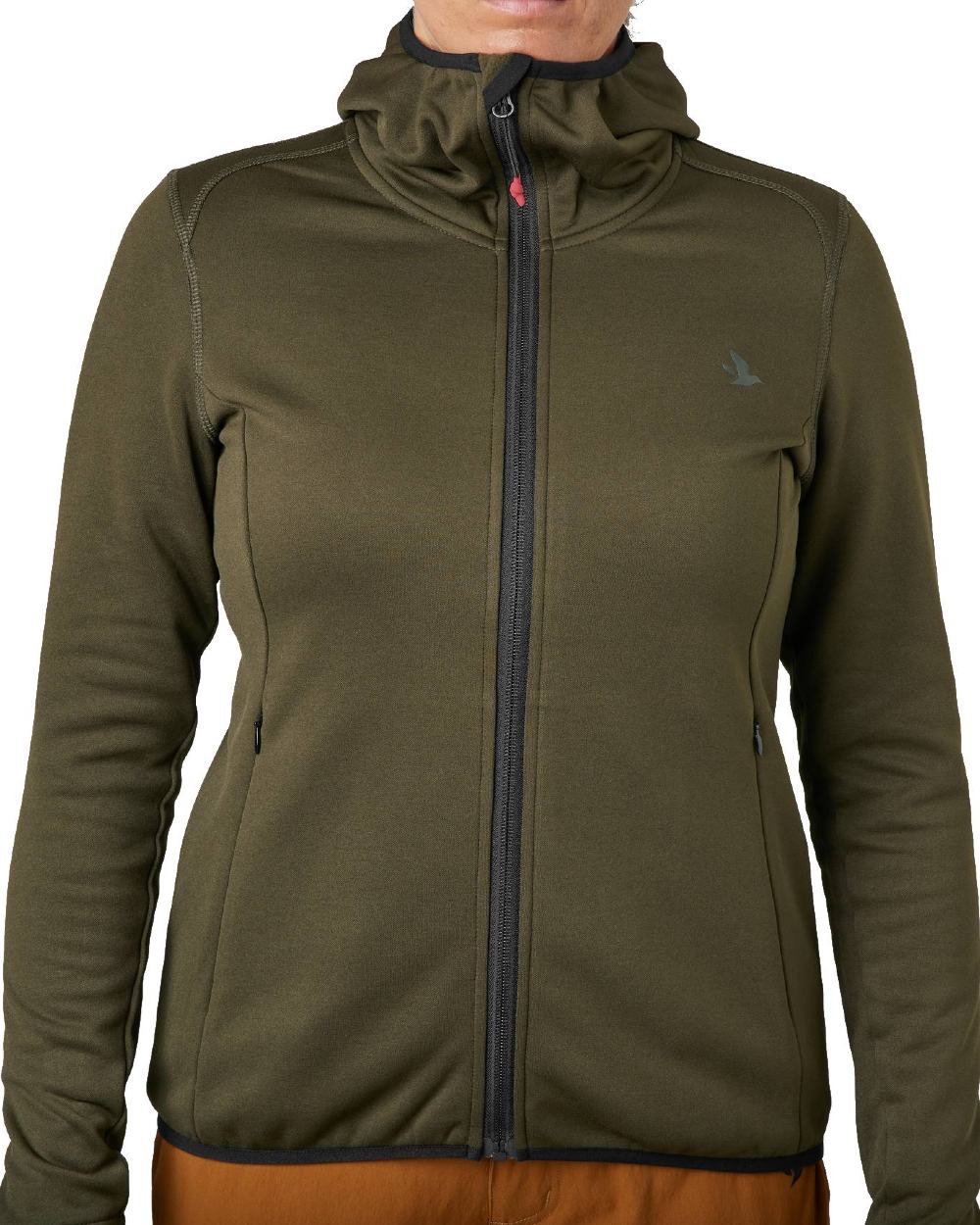 Pine Green Coloured Seeland Womens Power Fleece Jacket on White background 