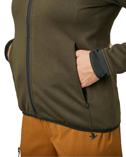Pine Green Coloured Seeland Womens Power Fleece Jacket on White background 