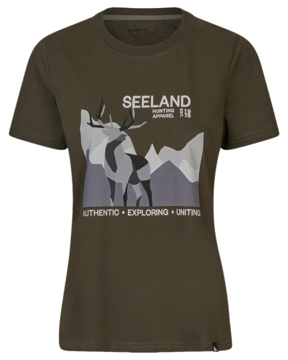 Pine Green Coloured Seeland Womens Sadie T-Shirt on white background 