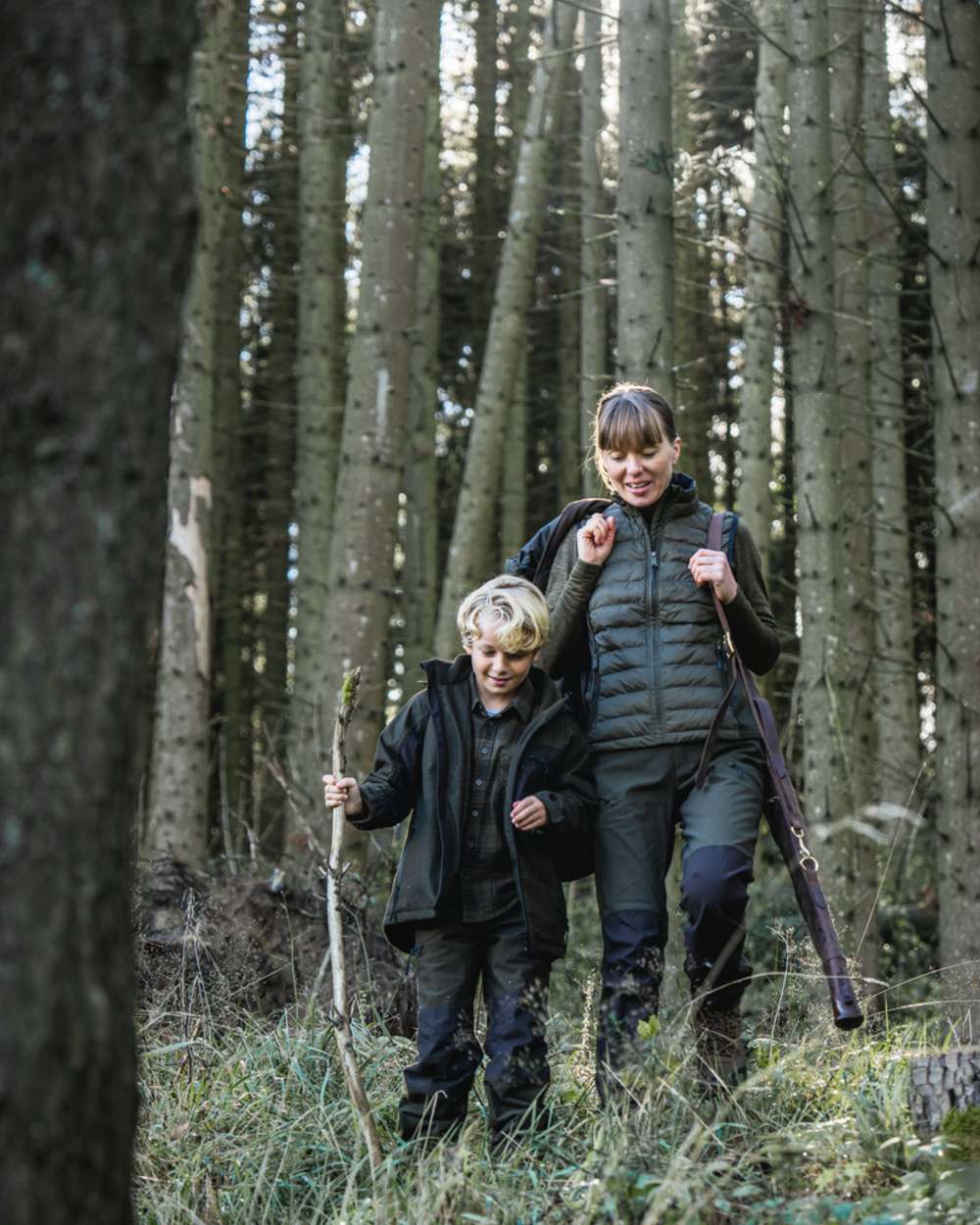 Light Pine Coloured Seeland Womens Therma Waistcoat on forest background 