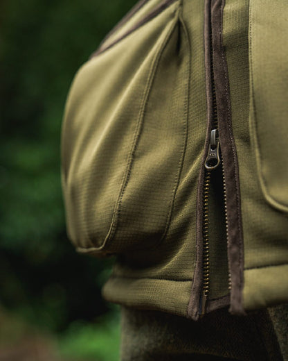 Light Pine Coloured Seeland Womens Wenlock Faye Waistcoat on forest background 