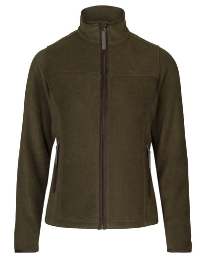 Pine Green Melange coloured Seeland Womens Woodcock Ivy Fleece Jacket on white background 