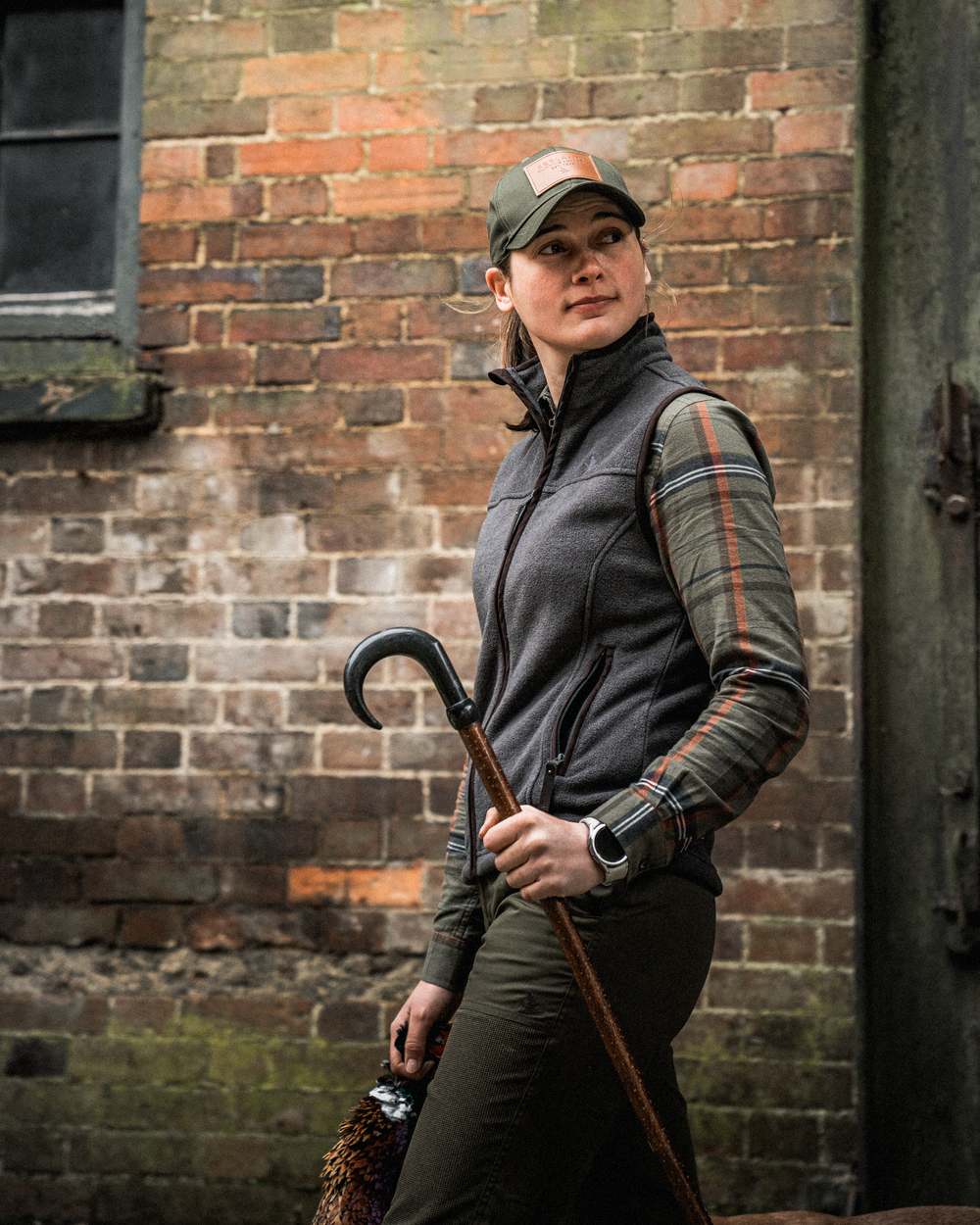 Dark Grey Melange Coloured Seeland Womens Woodcock Ivy Fleece Waistcoat on outdoor background 